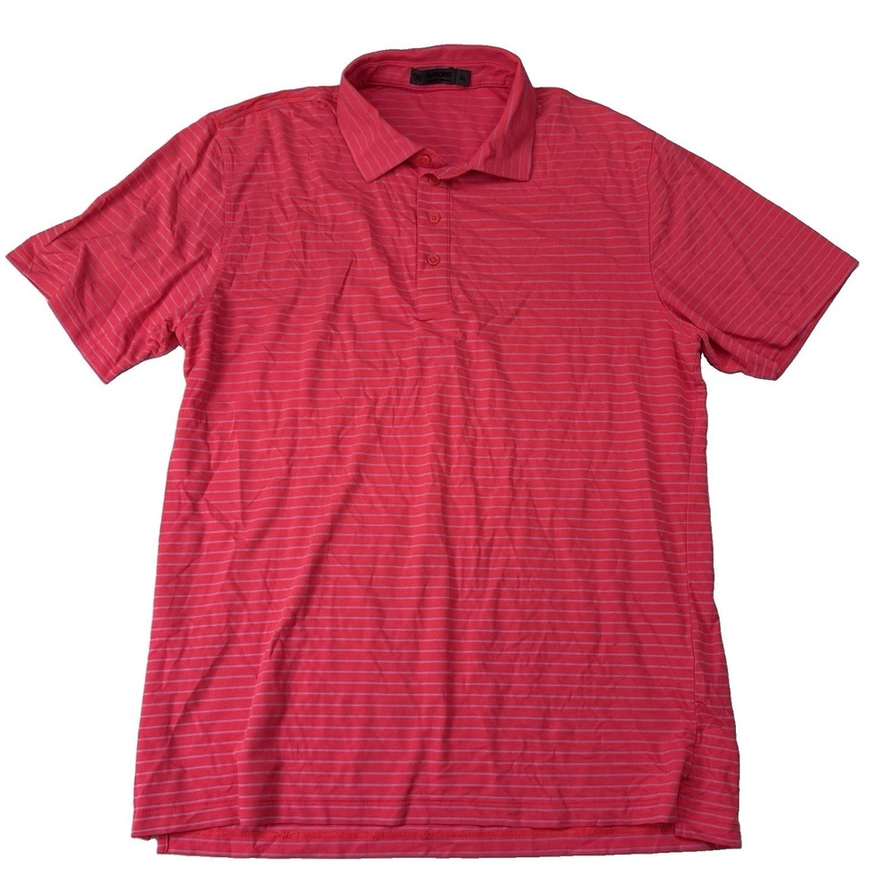 G/FORE Polo Shirt Mens XL Pink Striped Nylon Blend Golf Performance Stretch